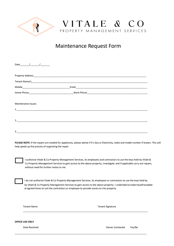 Maintenance Request Form Image